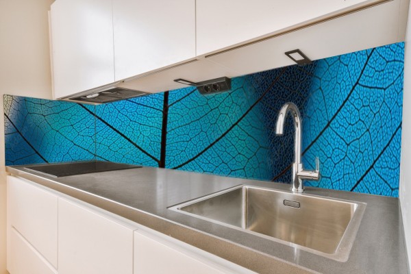 Küchenrückwand Blaues Blatt Motiv 0450