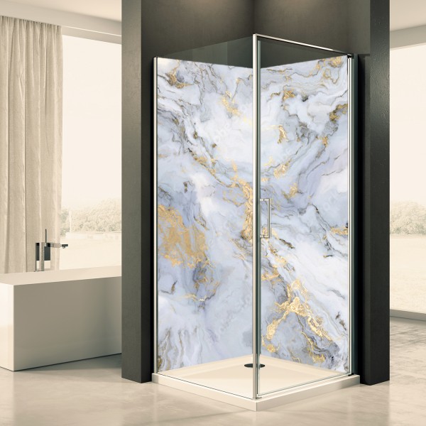 Duschrückwand Marmor grau gold weiss Motiv 0179