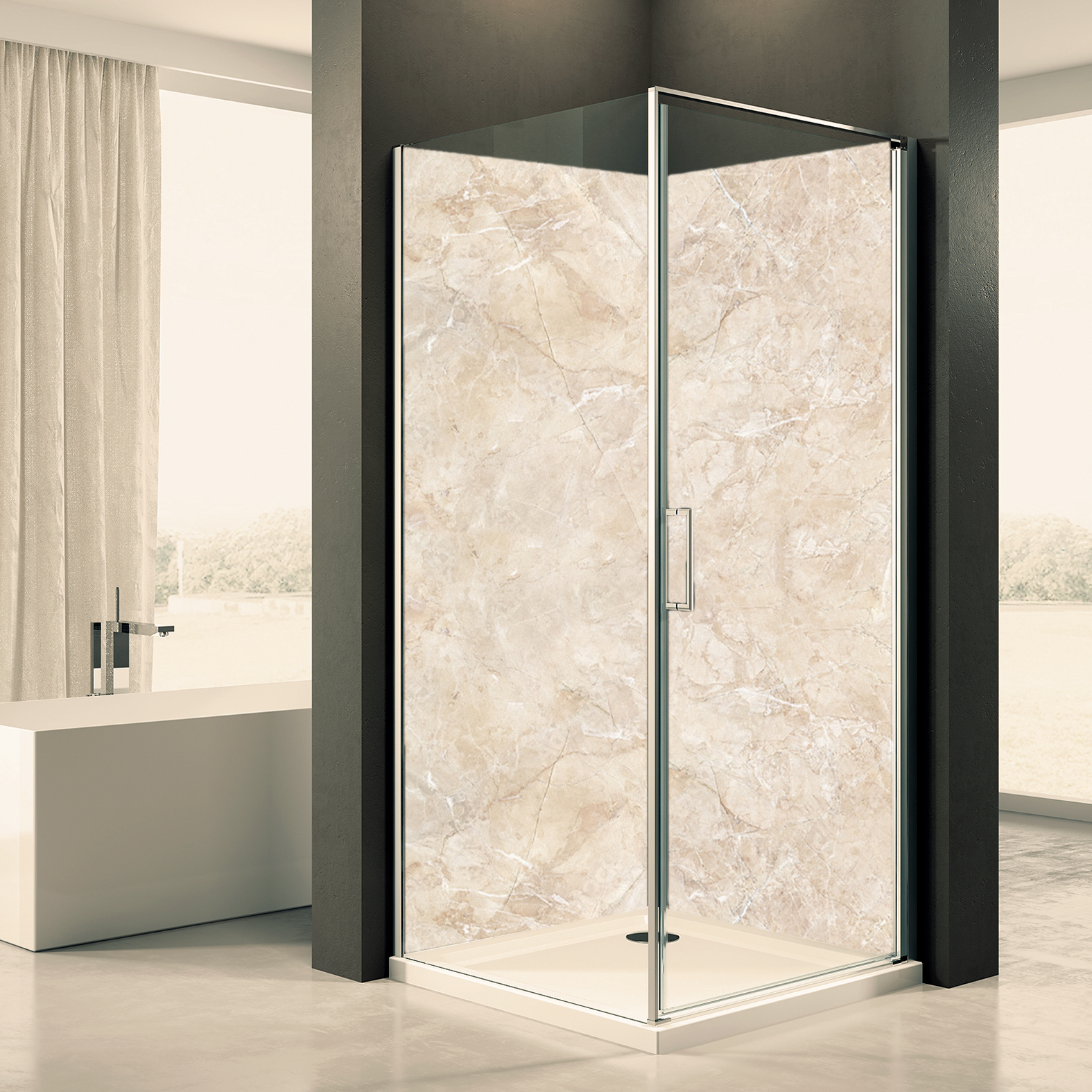 Duschrückwand Marmor creme hell beige Motiv 0181 | indivisuell