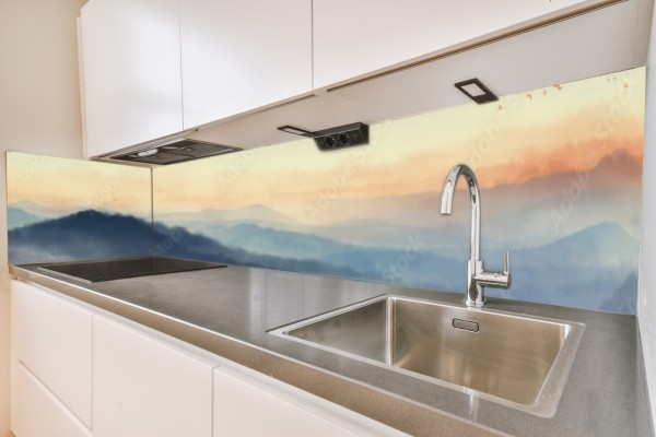 Küchenrückwand Pastell Berge (2) Motiv 0291