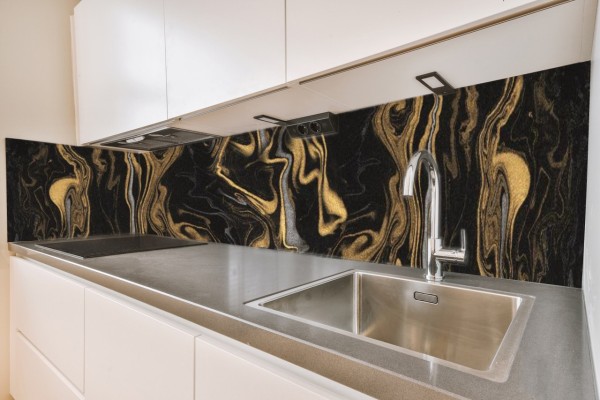 Küchenrückwand Marmor schwarz-gold Motiv 0177