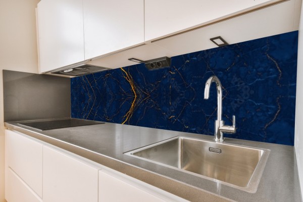 Küchenrückwand blau-gold Motiv 0330