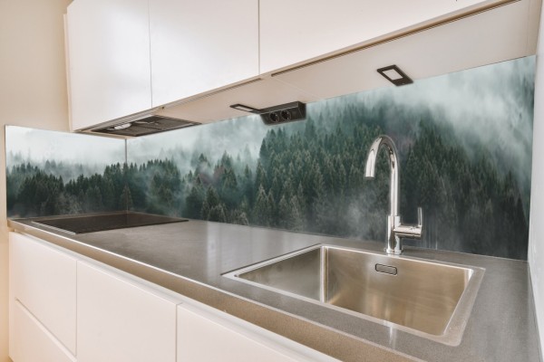 Küchenrückwand Nebel Wald Motiv 0455