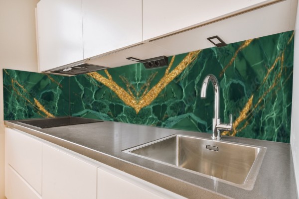 Küchenrückwand grün-gold Motiv 0331