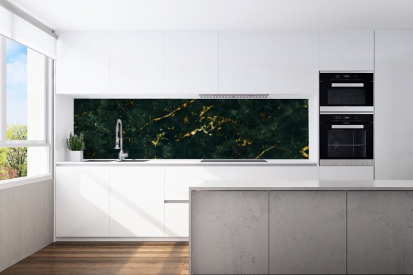Küchenrückwand dunkelgrün-gold Motiv 0332