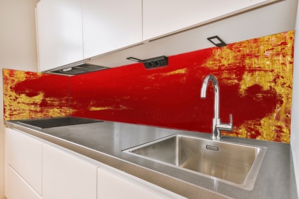 Küchenrückwand Rot-gold Motiv 0037
