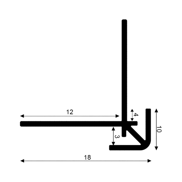 Rückwand Eckprofil, aussen