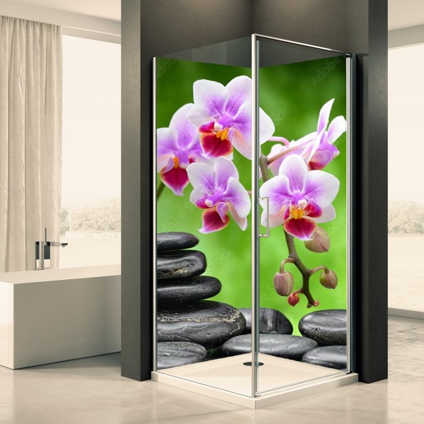 Duschrückwand Zen Steine Orchidee 7 Motiv 0224