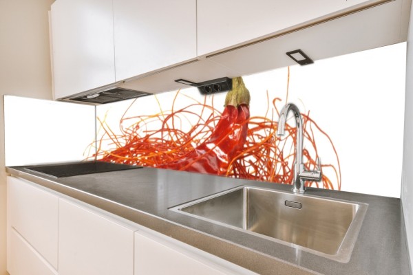 Küchenrückwand Chilifäden Motiv 0012