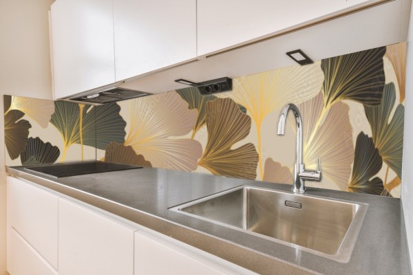 Küchenrückwand Zen Ginko gold Motiv 0238