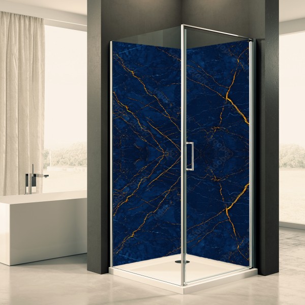 Duschrückwand Blau Gold Motiv 0330