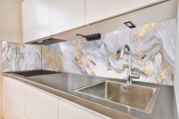 Küchenrückwand Marmor grau-gold Motiv 0179